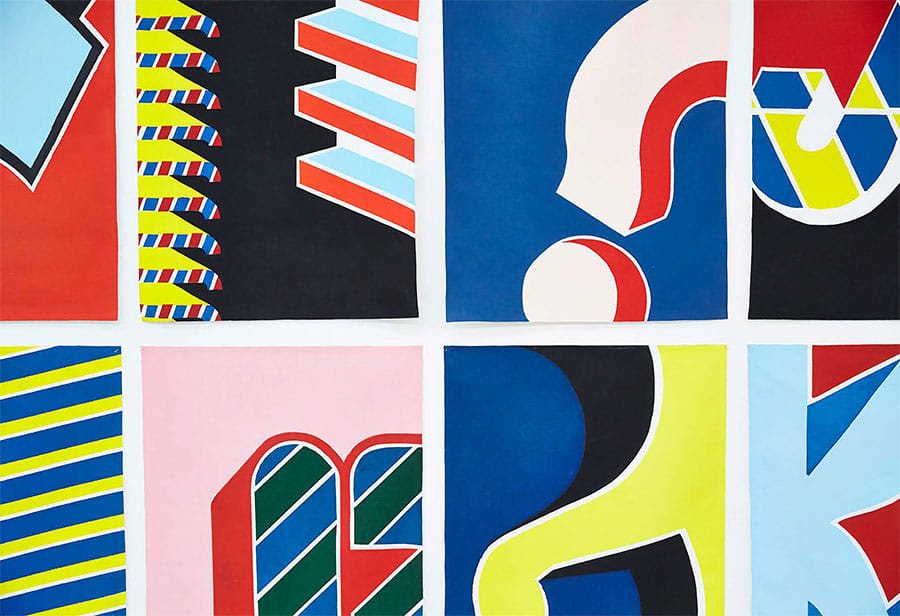 Colourful sections of typography