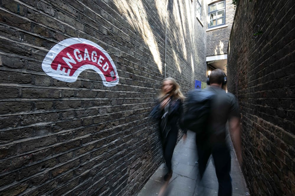 chelsea college of arts ba graphic design communication's maxim-cook's graphic prints on a wall © sophie mutevelian