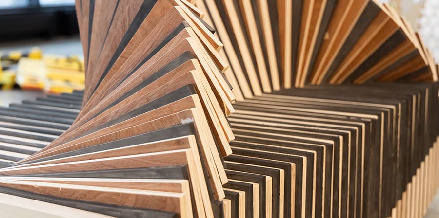 Abstract bench made out of wood