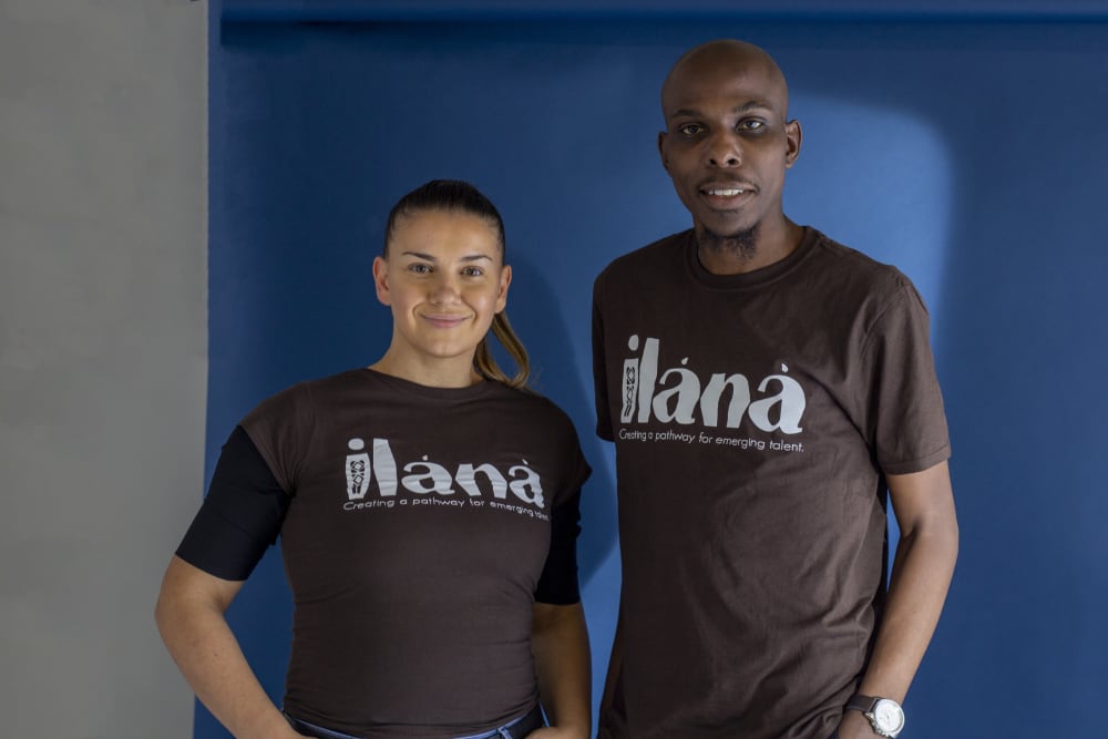 A woman and a man wearing t-shirts that say Ilana on the front