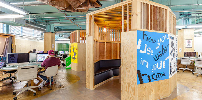 View of the Digital Space, including pod seating for group meetings.