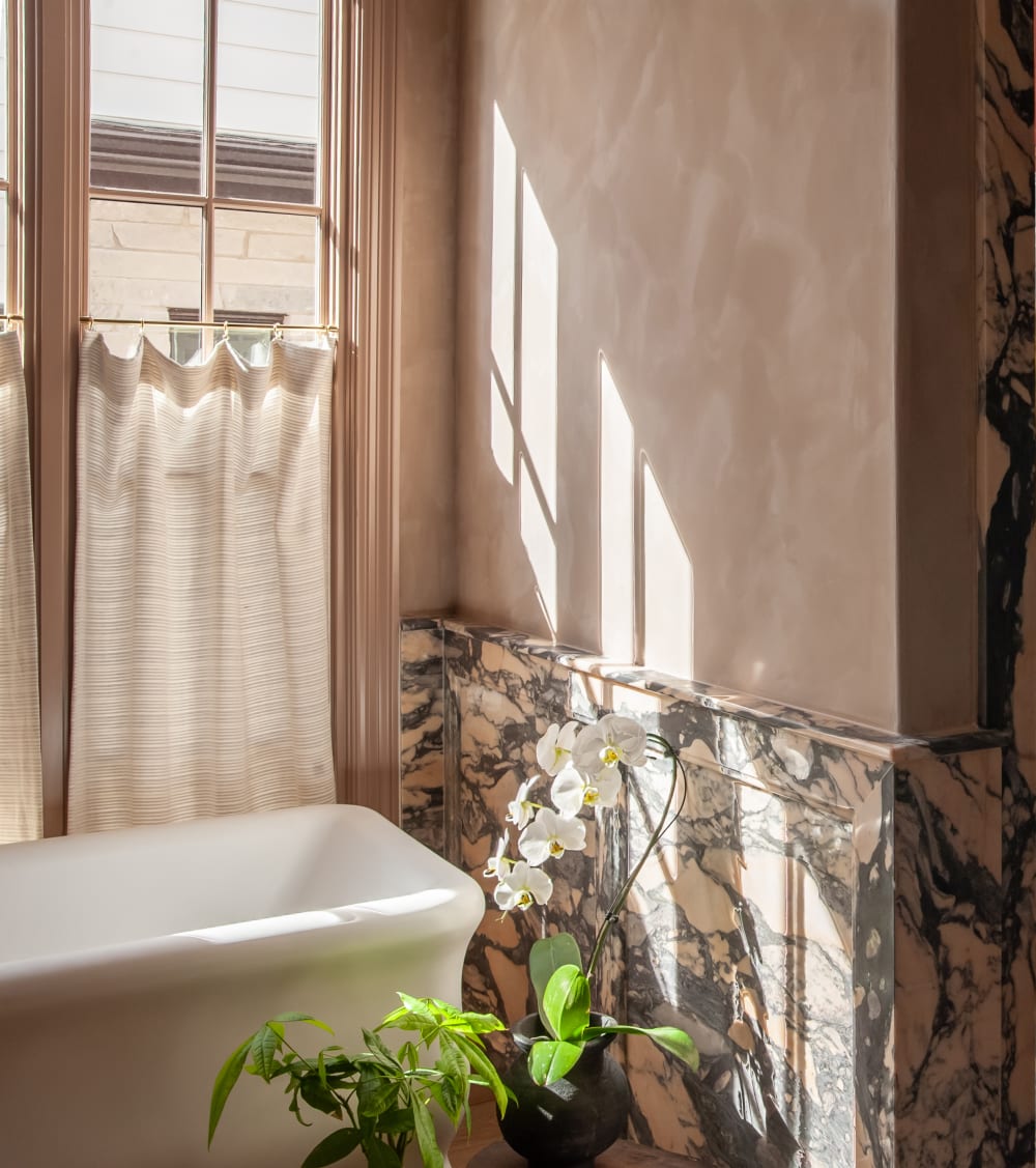 picture of a pink marble bathroom