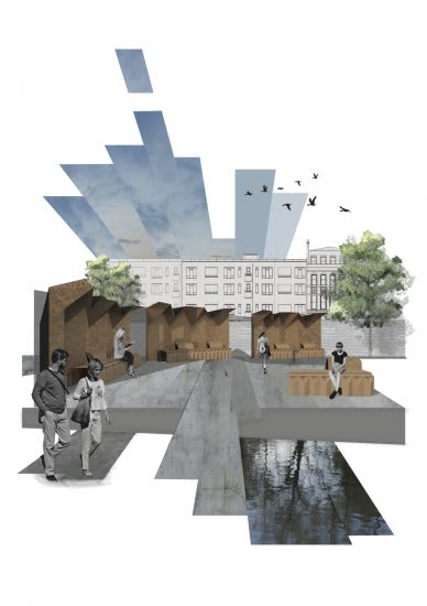 A digital drawing of a courtyard.