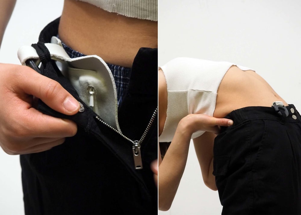 women with bandage type item under trouser