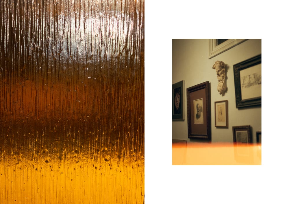 double image left is blurred through a window and right image is object seen through a window