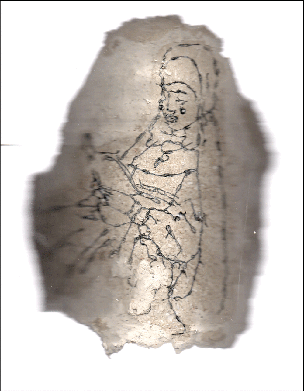 Photocopy of 3D model and embroidery print 