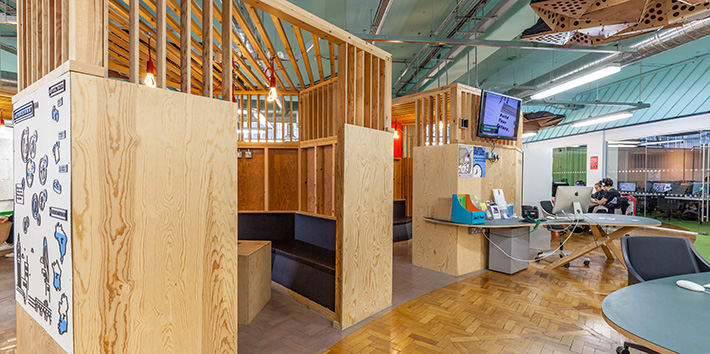 View of the Digital Space, showing pods for group meetings.