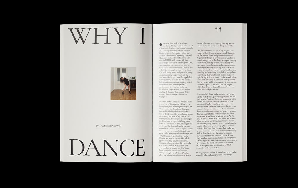 Photograph of a magazine spread titled 'Why I dance'.