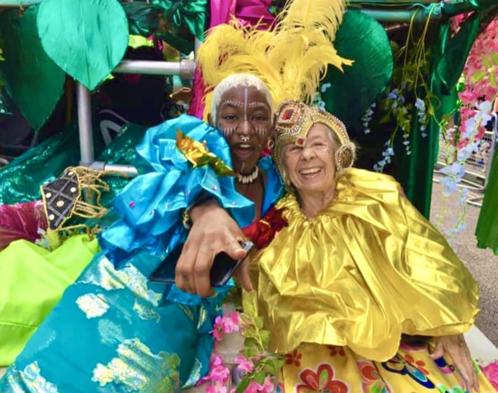 2 people in carnival dress 