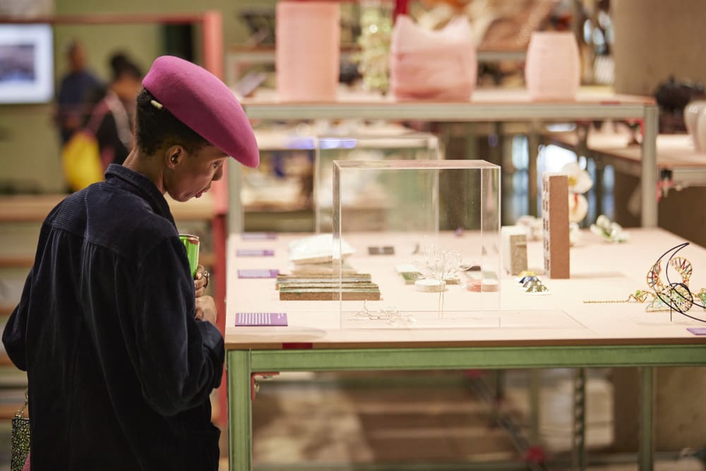 Visitors interact with the exhibition 