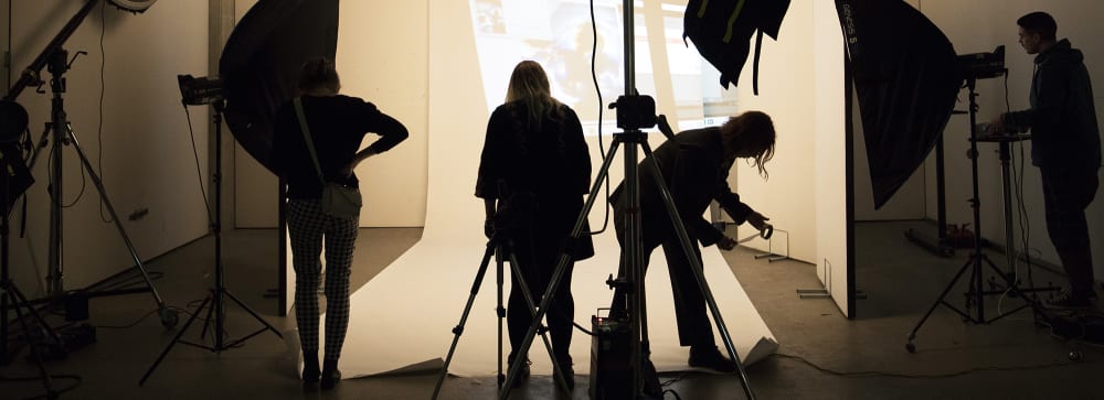 Fashion Styling students working in photography studio.