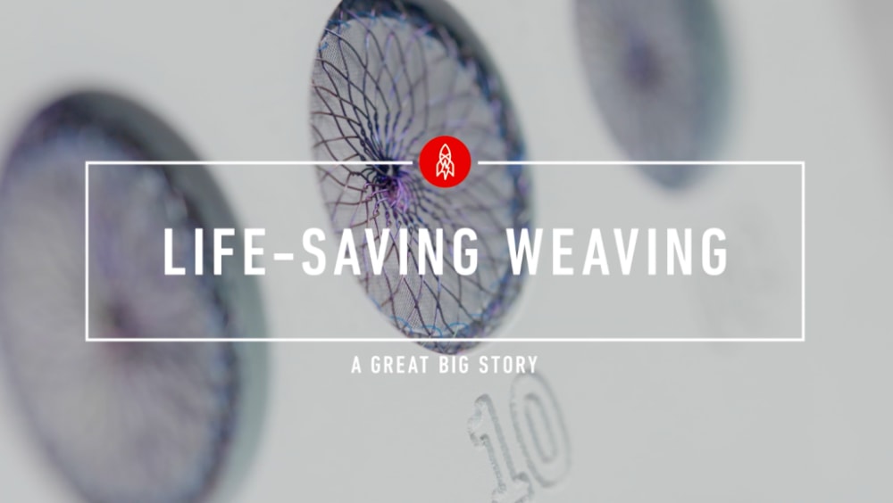 a banner promoting a story called 'life-saving weaving'
