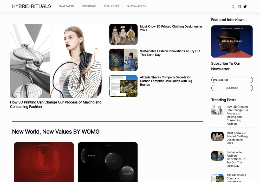 Screenshot of website page