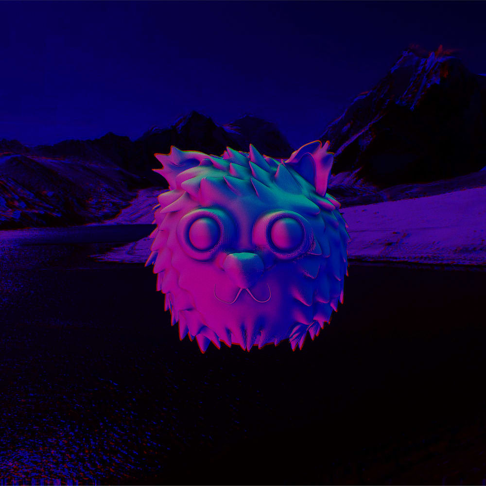 A digital image showing silhouette of a cat motif, in dark colours. 