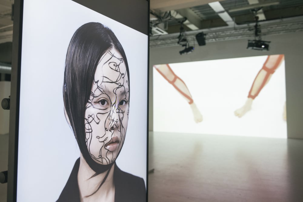 two screens hosting LCF student work