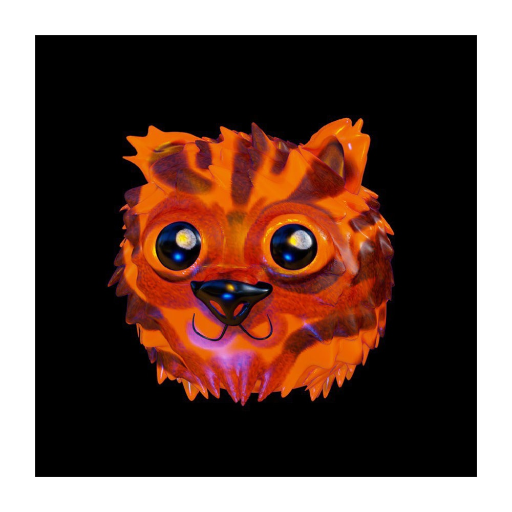 A digital image of a cat or tiger head.  