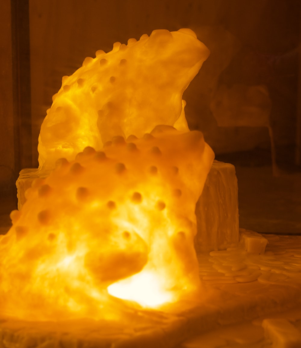 lit up table top sized sculpture