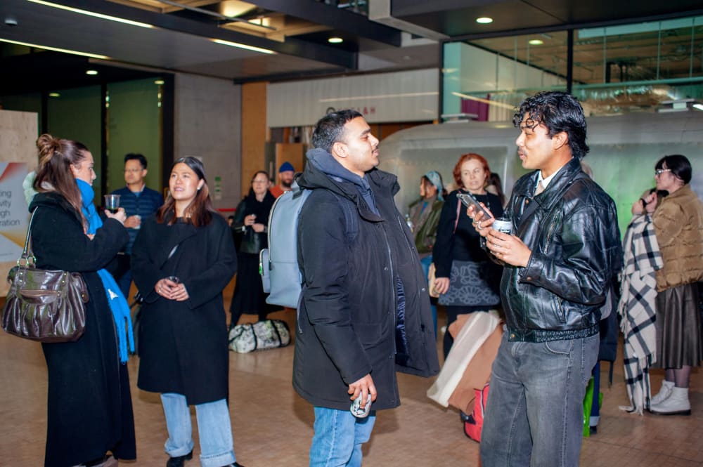 Groups of people chatting