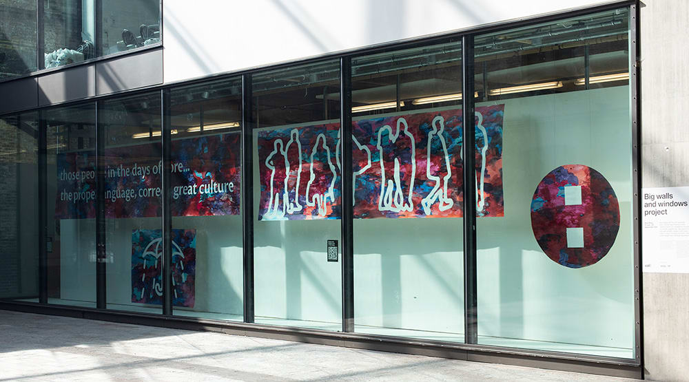 Installation of red and white imagery