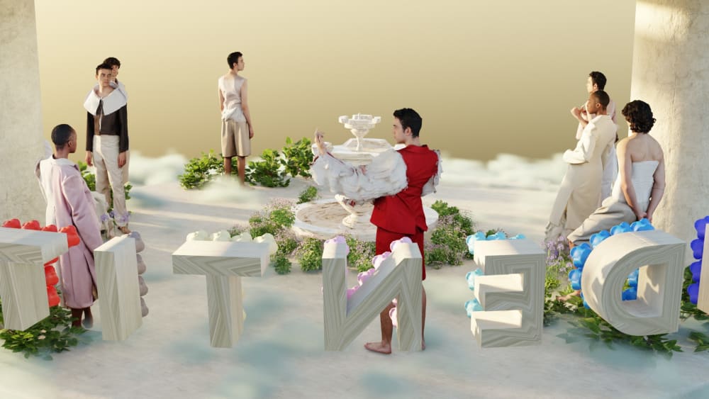 Digital landscape with people