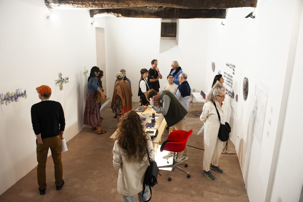 people in an exhibition space