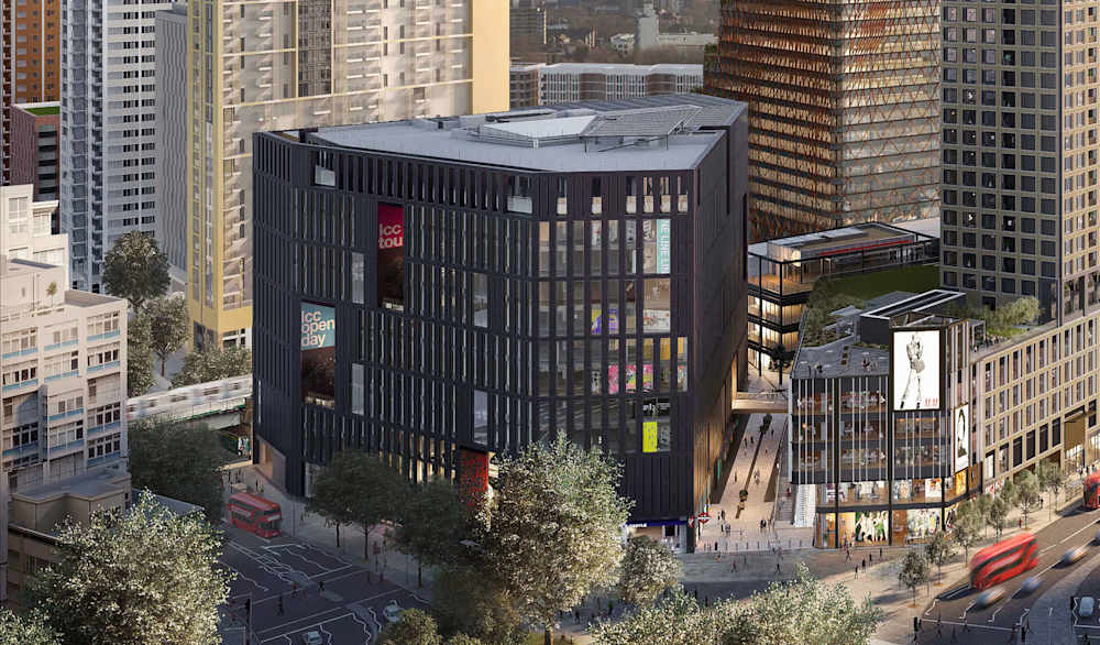 Architectural render of the new LCC building