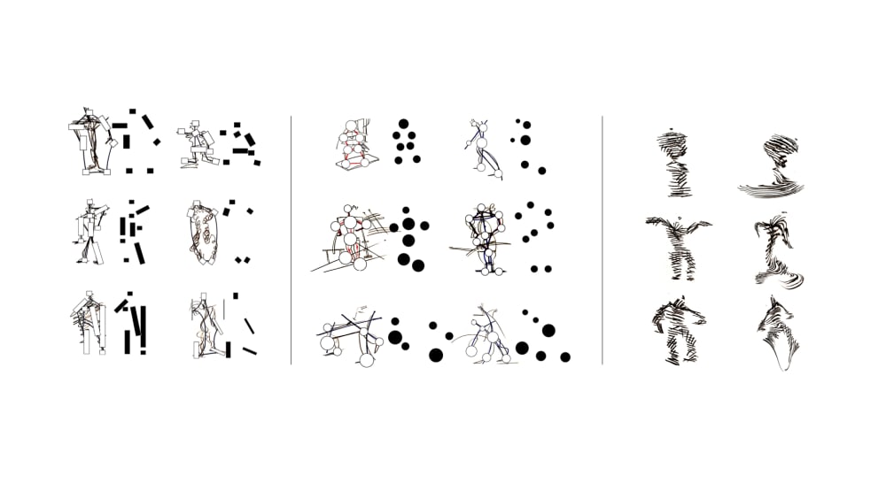 Interactive digital dance performance drawings by Youngjun Chan.