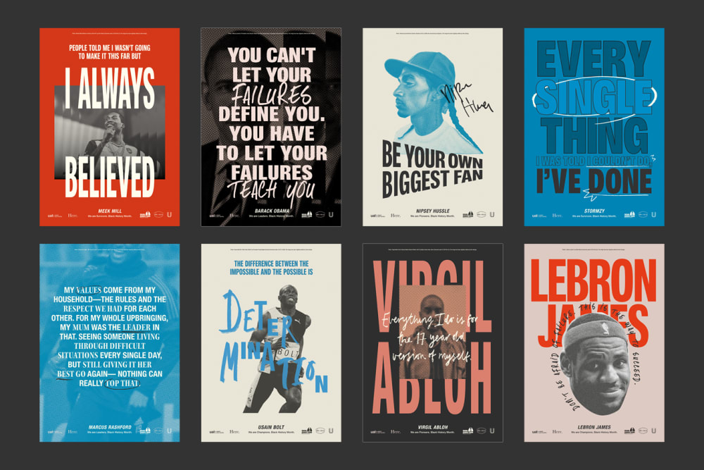 a series of brightly coloured posters