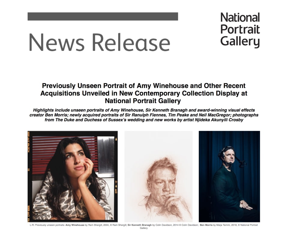 Announcing the exhibition featuring Ram's images of Amy