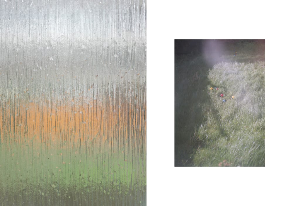 double image left is blurred through a window and right image is object seen through a window