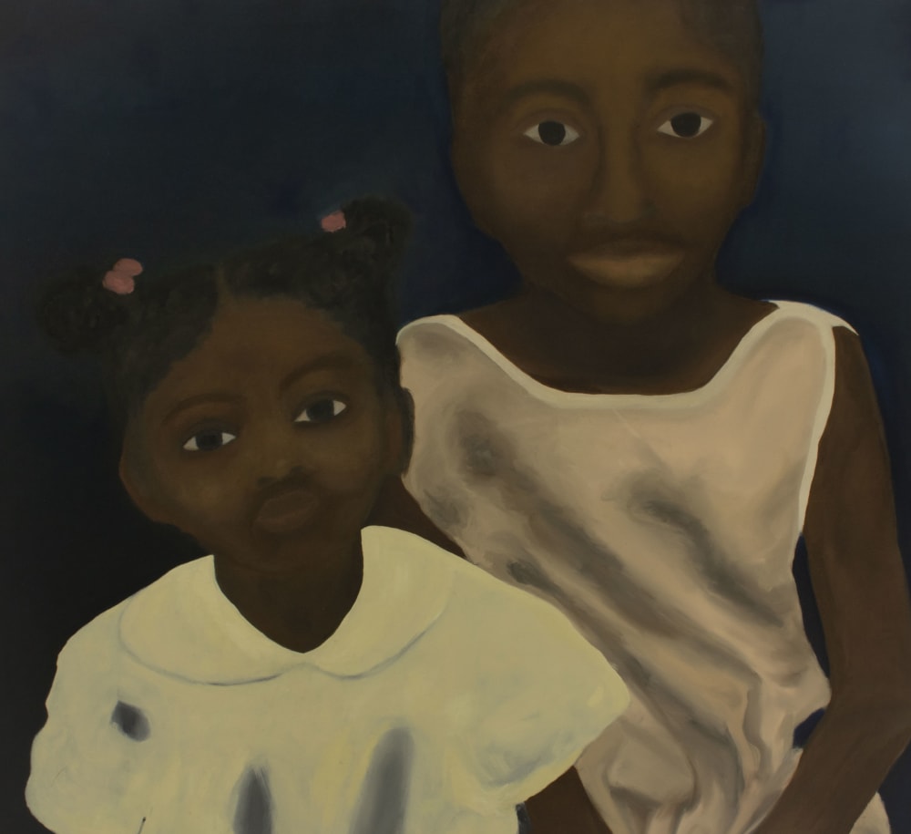 Oil painting of two young girls 