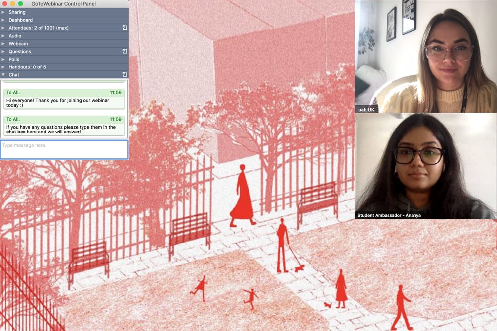 Online event with UAL staff and UAL ambassador showing their work