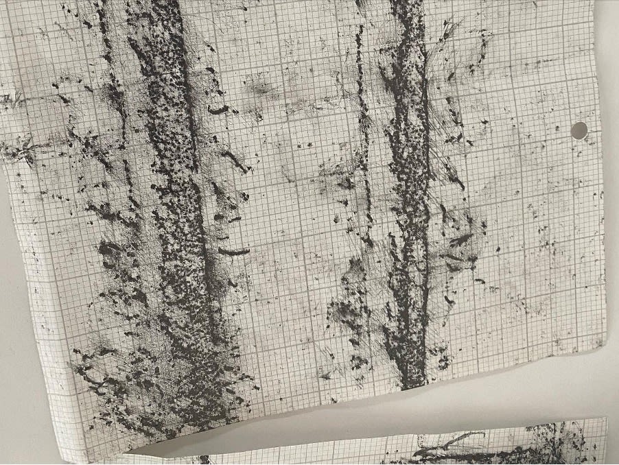 Graphite rubbing on graph paper 