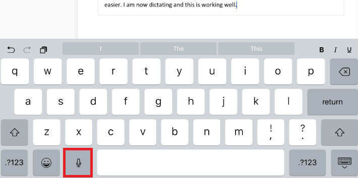 Screenshot of the Free Dictation option on an iPhone keyboard