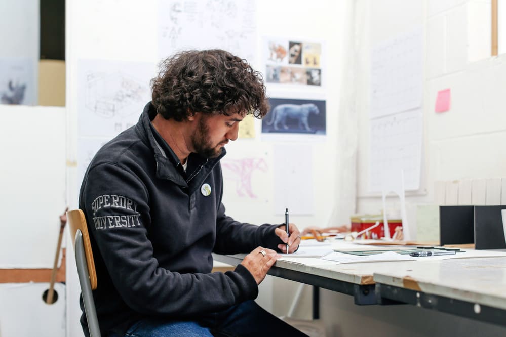 Student working in the studio