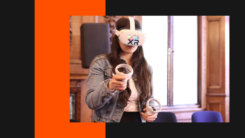 Student doing a VR exercise at the Social Design Institute