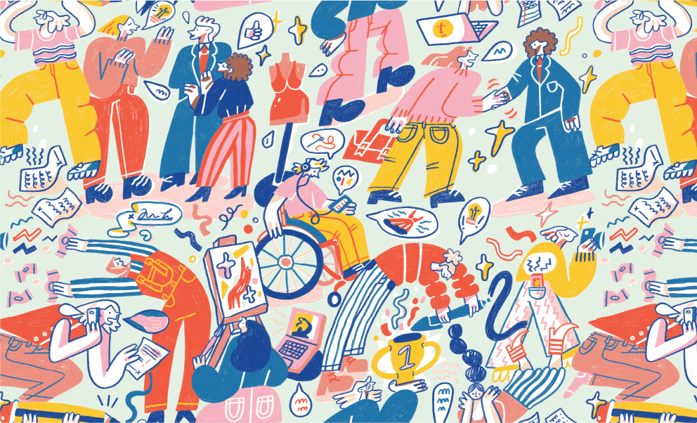 Illustration of people doing different types of work