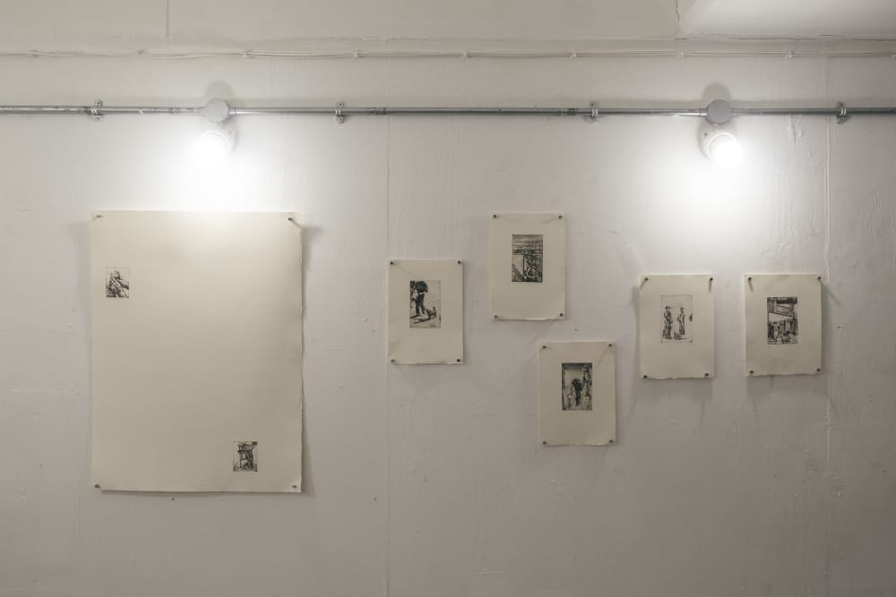 drawing etching on a wall