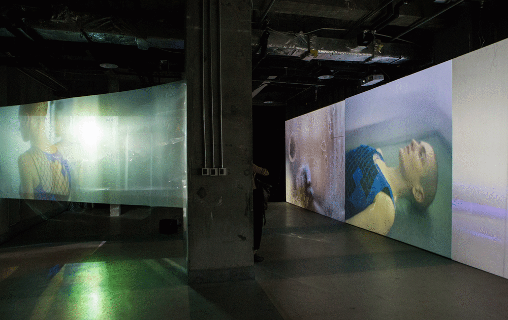 Image projection map on walls in gallery space