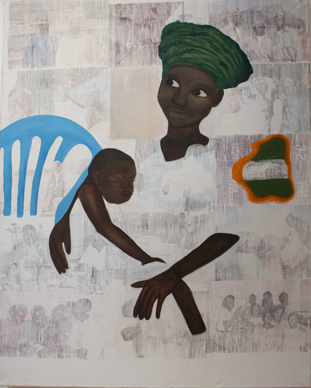 Oil painting of a woman holding a baby