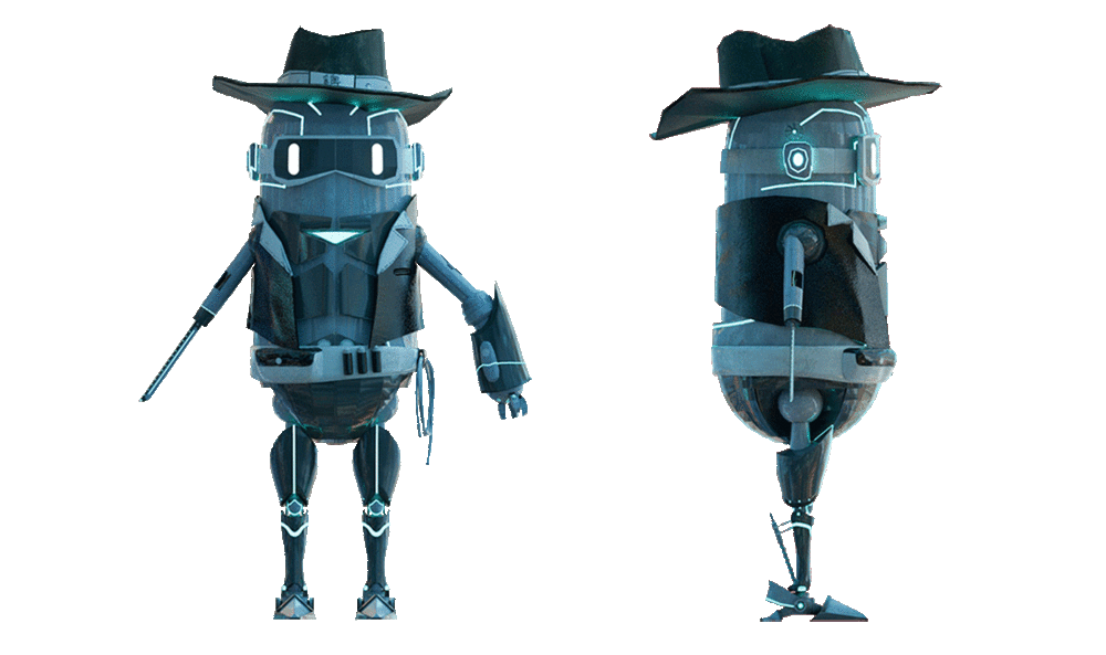 Concept art for a robot character.