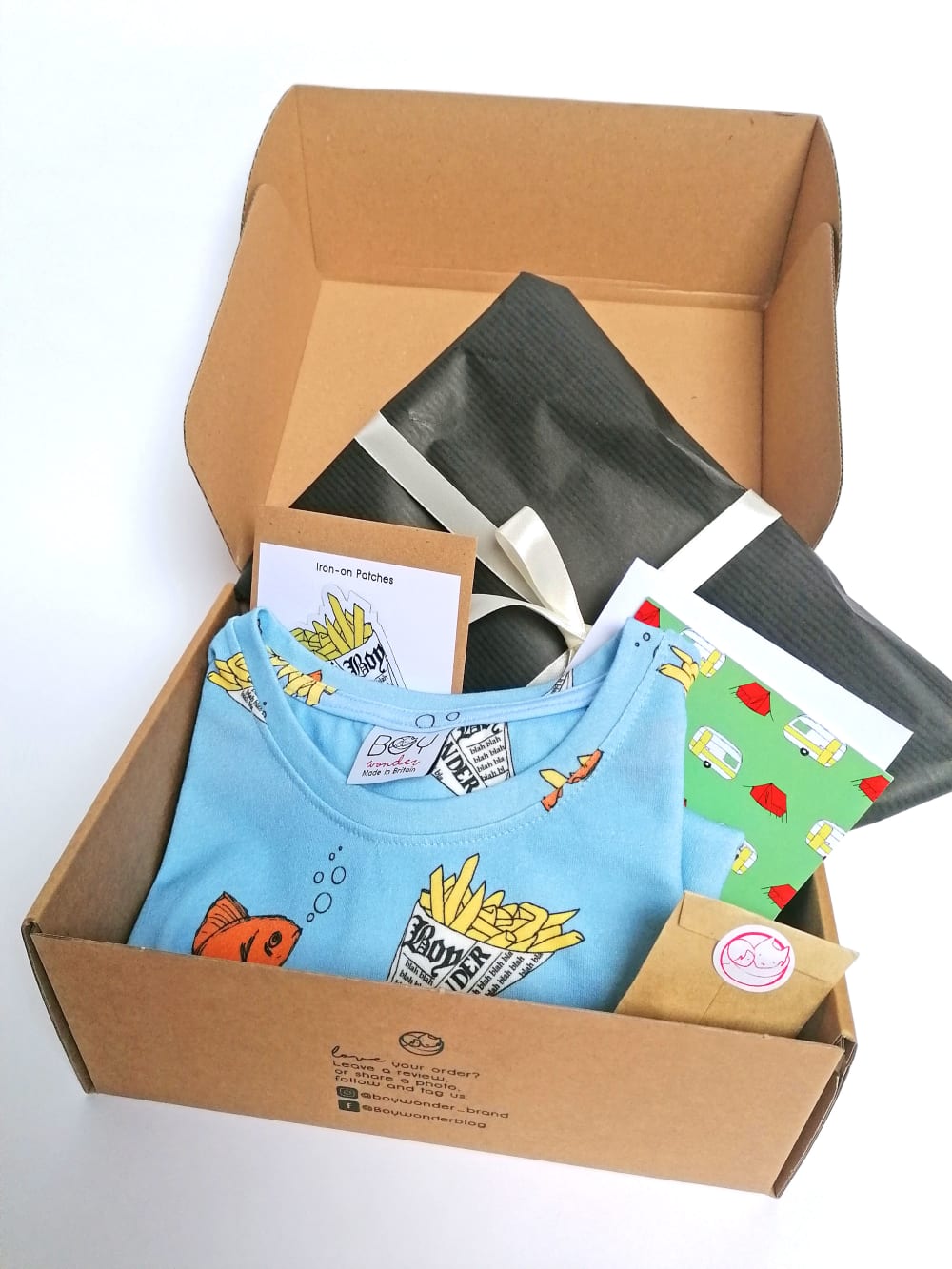 A delivery box of Boy Wonder products