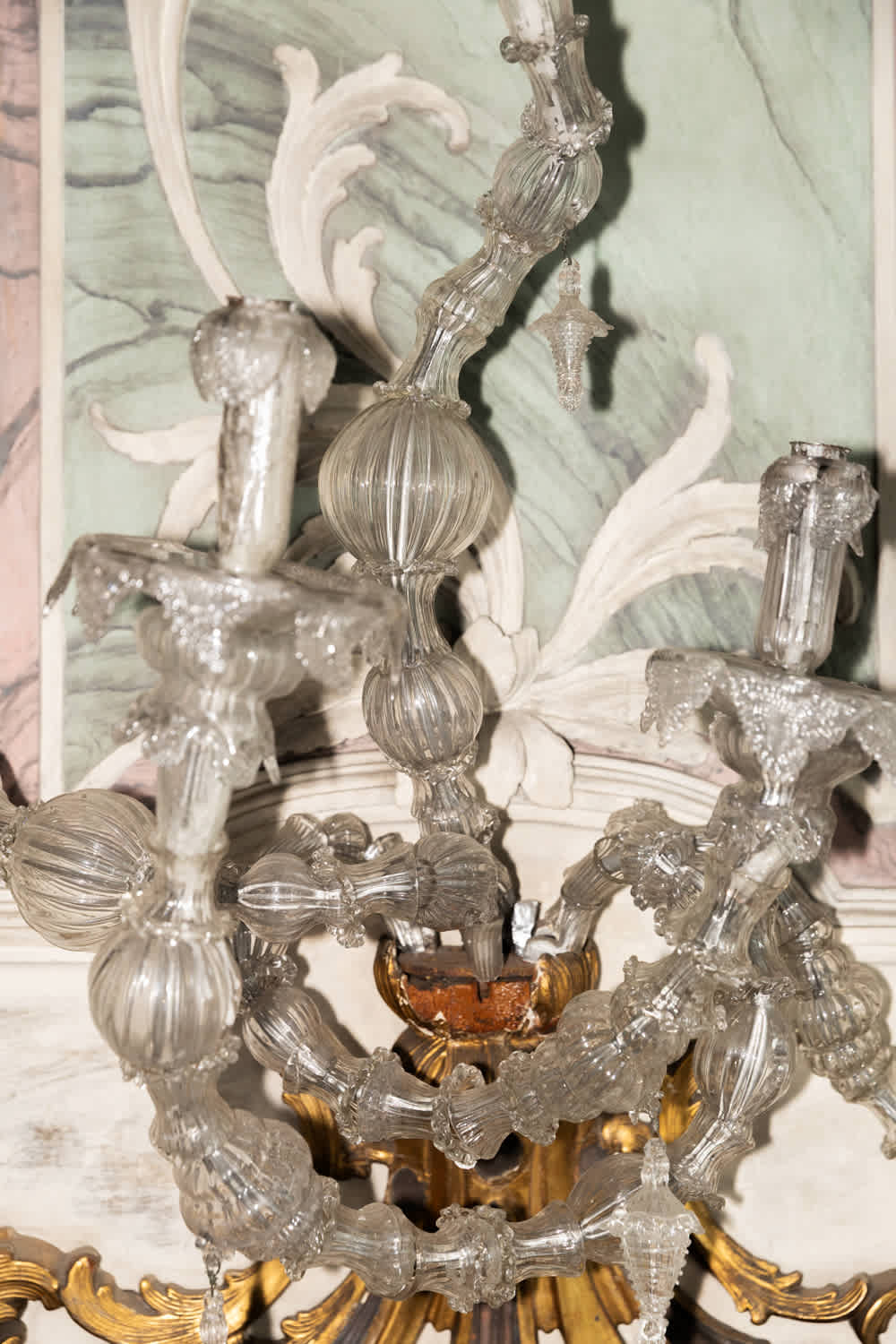 Close up of a big Murano glass chandelier
