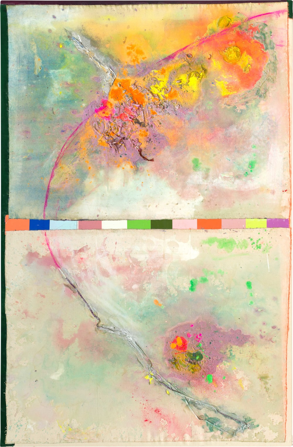 An abstract painting by Frank Bowling.