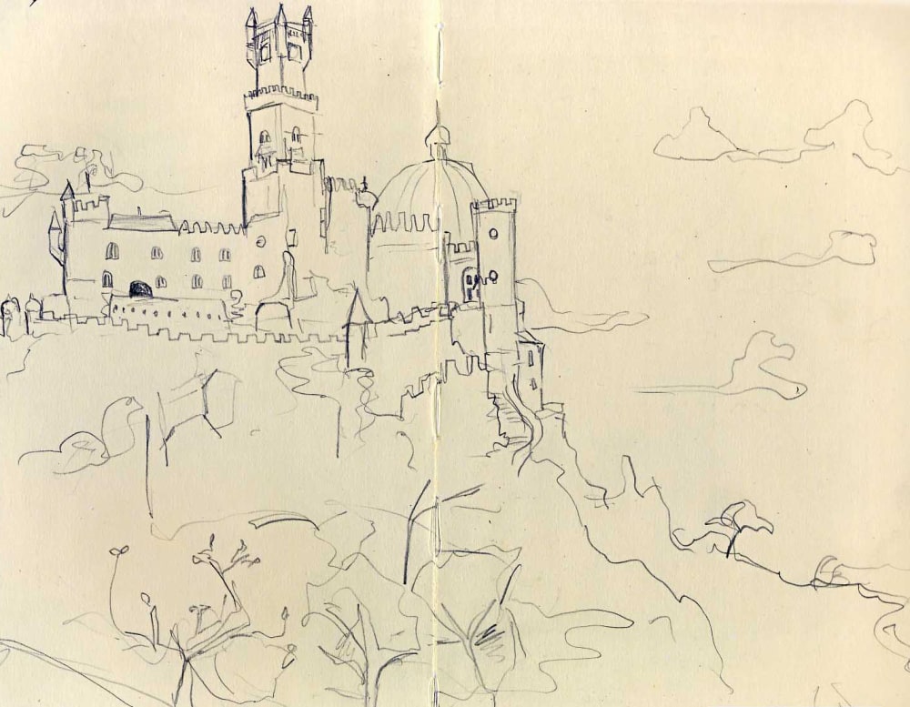 Sketch of a castle in portugal