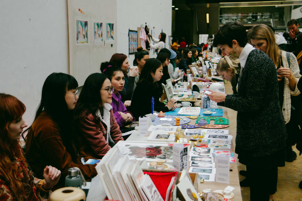 Busy market stalls in the CSM Street area for christmas