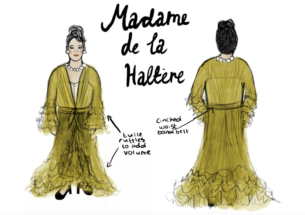 Sketch of yellow dress