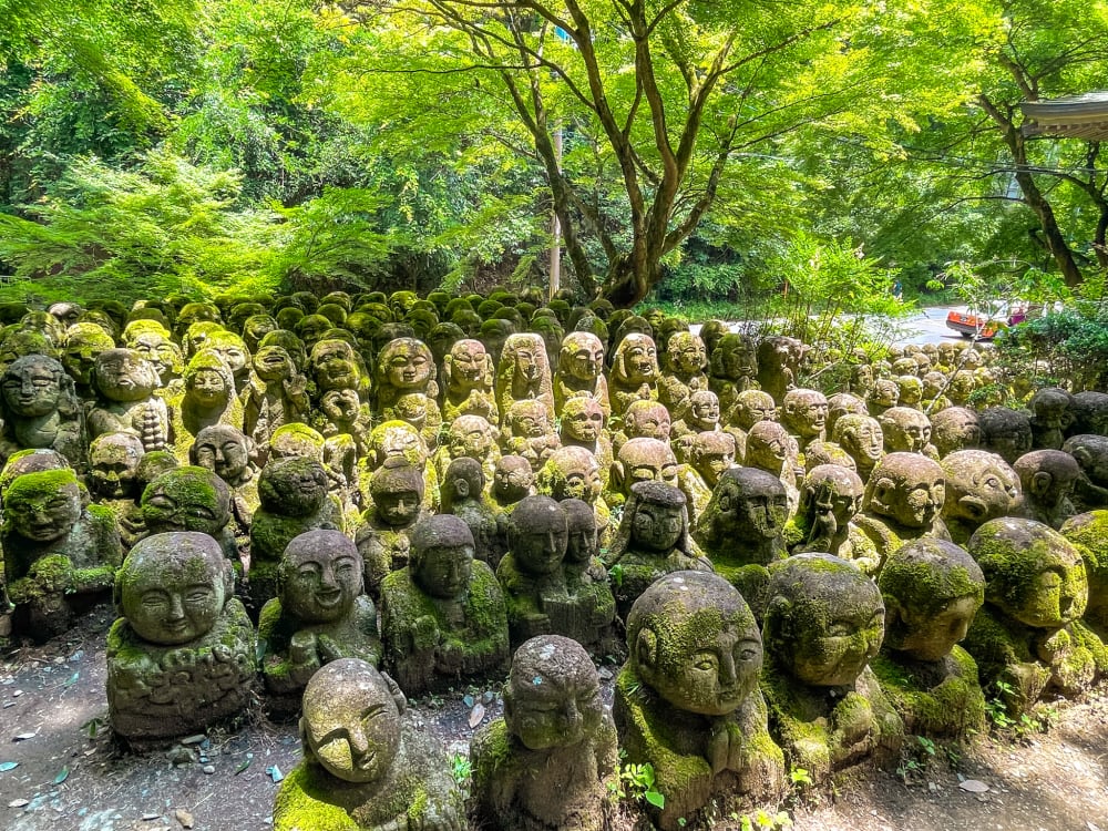 many stone statues