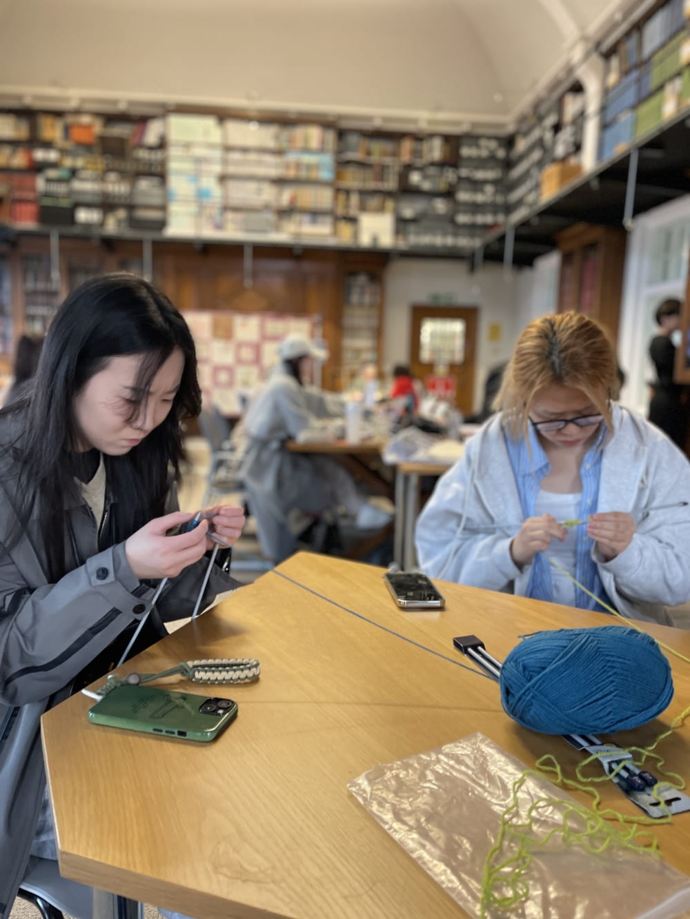 2 knitting students