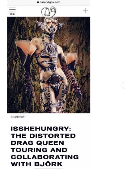 A CGI image of Bjork in an elaborate elf - like corset